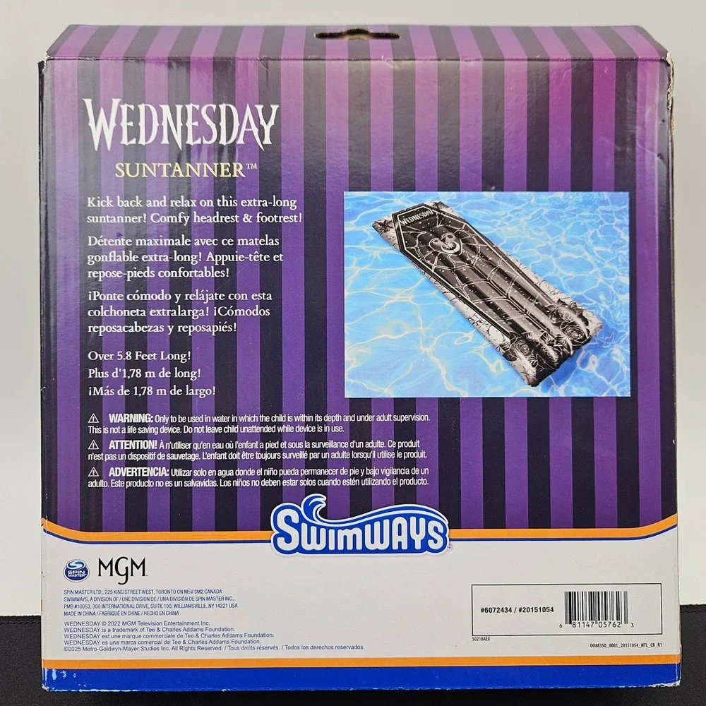Swimways Wednesday Suntanner Pool Float Coffin Shape Over 5.8 Feet‎ Long New